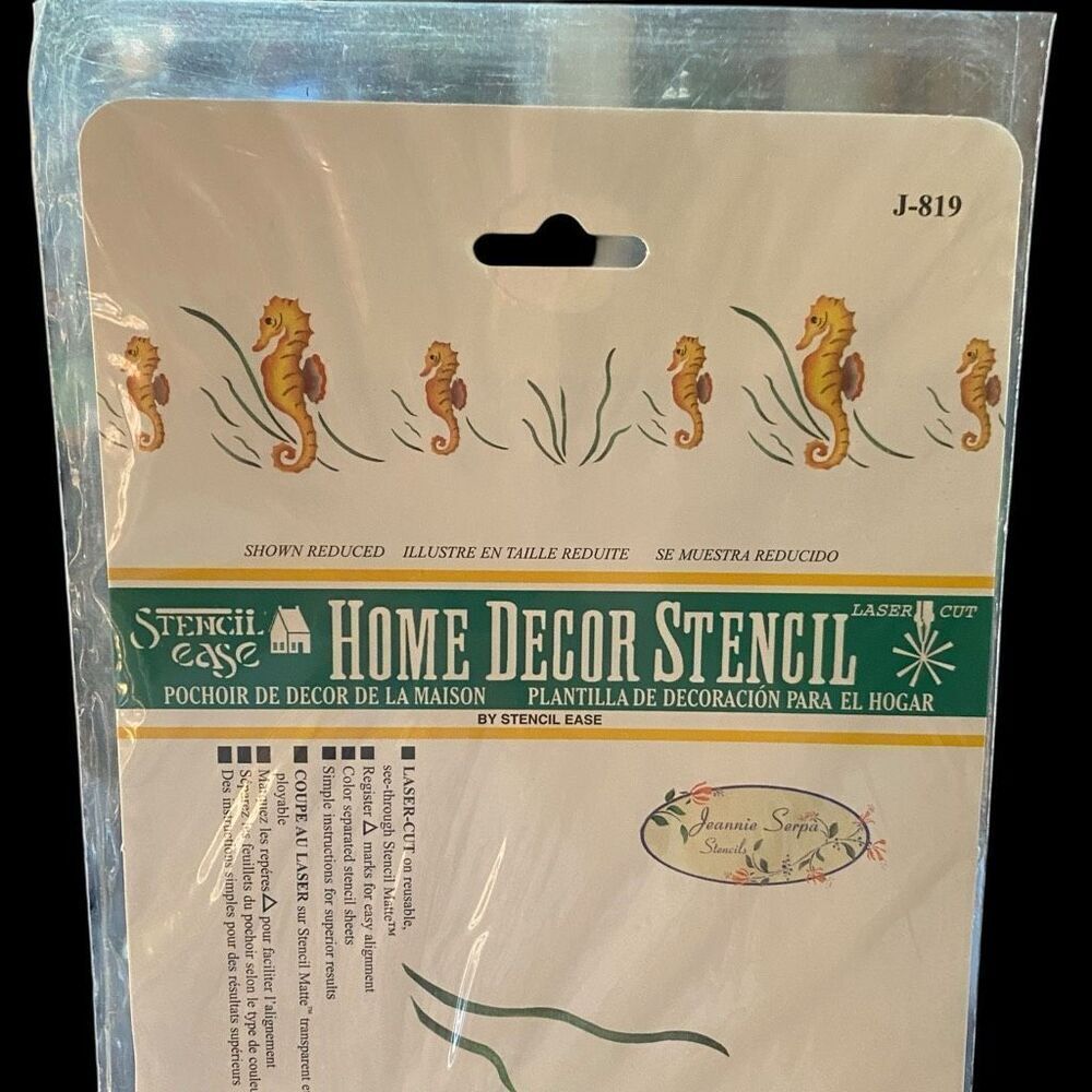 Stencil Ease Seahorse Family Under The Sea Mural J-819 NEW